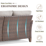 BBR Series 3-Piece Patio Set: 1 Sofa + 2 Ottomans - PE Wicker with Thick Cushions - Belord