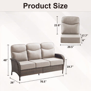 Premium 1-Piece Patio Sofa with Upgraded 6" Cushions – All-Weather Hand-Woven Wicker, High-Back Comfort for Garden & Front Porch, ND Series - Belord