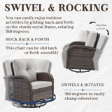 Patio Conversation Set 5-Piece with Loveseat, Swivel Glider Chairs, Coffee Table, and Side Table, NDS Series - Belord