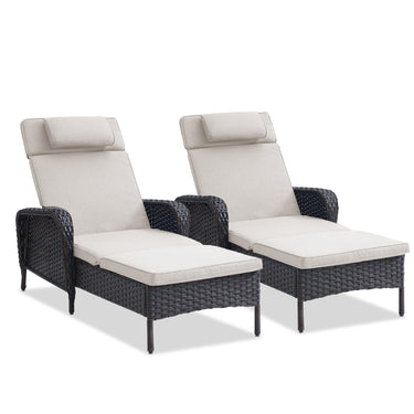2-PC Outdoor Poolside 5-Position Adjustable Chaise Longue, NTC Series - Belord