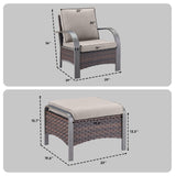 Patio Conversation Set 4-Piece with 2 Patio Chairs, 2 Ottoman, HW Series - Belord