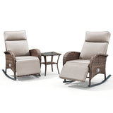 Luxury 3-Piece Adjustable Rocking Set - PE Wicker Recliners with Side Tables, NDS Series - Belord