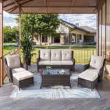 Patio Conversation Set 6-Piece with Sofa, Swivel Glider Chairs, Coffee Table, and Ottoman, NTC Series - Belord