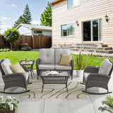 Patio Conversation Set 5-Piece with Loveseat, Rocking Chairs, Coffee Table, and Side Table, NDS Series - Belord