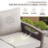BBR Series 3-Piece Patio Set: 1 Sofa + 2 Ottomans - PE Wicker with Thick Cushions - Belord