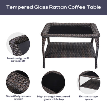 Save 50% - 7-Piece L-Shaped Patio Sectional Sofa Set + Wicker Coffee Table, NTC Series - Belord