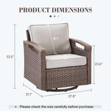 Luxury 4-Piece Patio Furniture Set with Swivel Rocking Chairs - Heavy Duty All-Weather PE Wicker, BBR Series - Belord