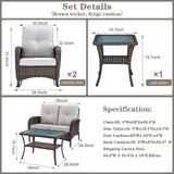 Patio Conversation Set 5-Piece with Loveseat, Rocking Chairs, Coffee Table, and Side Table, NDS Series - Belord