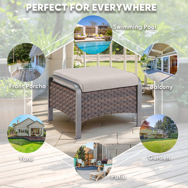 Patio Conversation Set 7-Piece with 1 Sofa, 2 Swivel Glider Chairs, 2 Patio Chairs, 2 Ottoman, HW Series - Belord