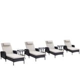 Premium 7-Piece Outdoor Rattan Lounge Set with 4 Adjustable Chaise Lounges & 3 Side Tables - All-Weather Wicker Patio Furniture for Pool Deck, NTC Series - Belord
