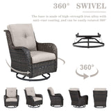 Patio Conversation Set 6-Piece with Sofa, Swivel Glider Chairs, Coffee Table, and Ottoman, NTC Series - Belord