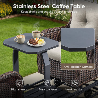 Belord 2-Person Outdoor Wicker Glider Loveseat with Integrated Side Table & Cushioned Seats, NTC Series - Belord