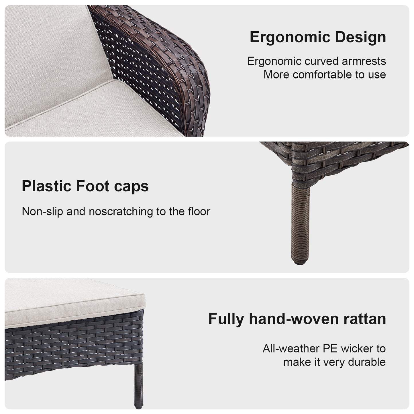 3-Piece Outdoor Wicker Lounge Set – 2 Adjustable 75" Chaise Lounges + Side Table, All-Weather Rattan, NTC Series