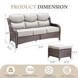3-Piece All-Weather Wicker Sectional Sofa – 6" Ultra-Thick Cushions & Ottomans, NT Series - Belord