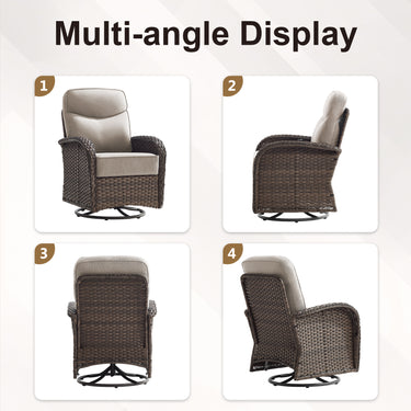 Premium 7-Piece Patio Swivel Chair Set with Square Wicker Fire Pit Table – Cozy Garden Lounge Style, ND Series - Belord