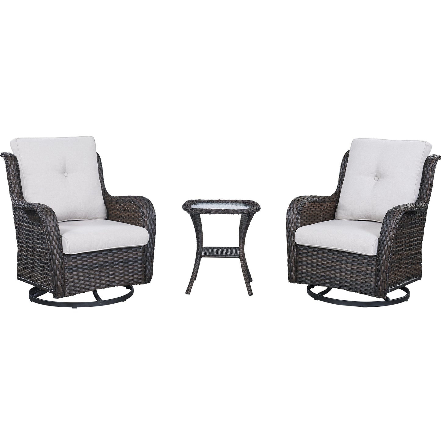 Swivel Glider Chairs Set with Side Table, NTC Series