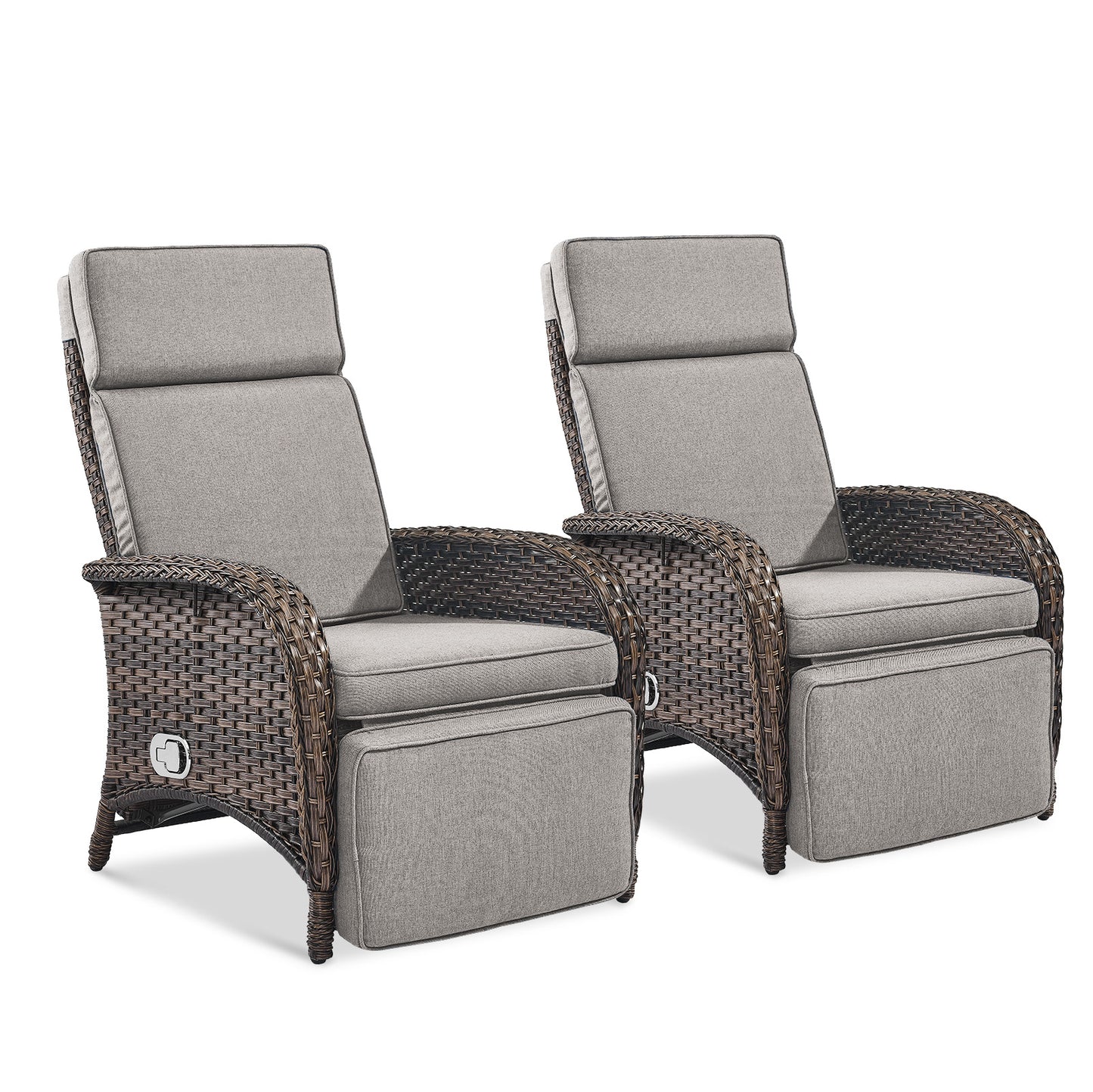 108°→155° Adjustable Chaise Lounge Set (2-Piece) - All-Weather PE Wicker & Steel Frame Reclining Outdoor Daybed | NDS Series