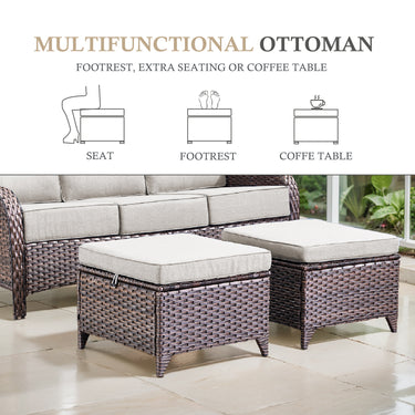 3-Piece All-Weather Wicker Sectional Sofa – 6" Ultra-Thick Cushions & Ottomans, NT Series - Belord