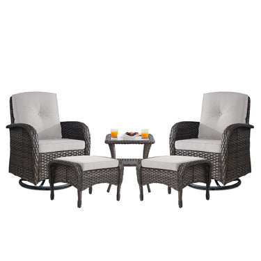 Swivel Glider Chairs Set with Side Table and Ottoman, NDS Series - Belord