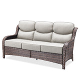 Oversized 3-Seat Wicker Sofa for Outdoor Patio – High Back & Extra Thick Cushions / NT Series - Belord
