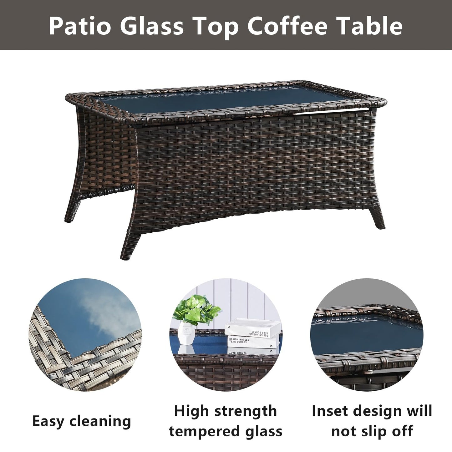 Patio Conversation Set 6-Piece with Sofa, 2-Swivel Glider Chairs, Coffee Table, and 2-Ottoman, NTC Series - B2B Wholesale