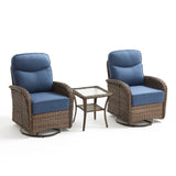 Luxury 3-Piece Swivel Rocker Patio Set – 2 High-Back Chairs with Side Table, 6" Thick Cushions for Backyard Summer Nights, ND Series - Belord