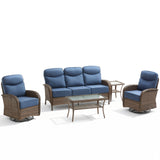 Elegant 5-Piece Outdoor Conversation Set – Sofa & Swivel Rockers with Coffee Table, All-Weather Wicker for Patio Parties, ND Series - Belord