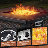 Luxury 7-Piece Outdoor Swivel Chair Set with Square Metal Fire Pit Table – Heavy-Duty Comfort for Deck Living, ND Series - Belord