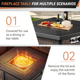Luxury 7-Piece Outdoor Swivel Chair Set with Square Metal Fire Pit Table – Heavy-Duty Comfort for Deck Living, ND Series - Belord