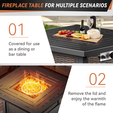 Luxury 7-Piece Outdoor Swivel Chair Set with Square Metal Fire Pit Table – Heavy-Duty Comfort for Deck Living, ND Series - Belord