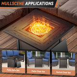 Luxury 7-Piece Outdoor Swivel Chair Set with Square Metal Fire Pit Table – Heavy-Duty Comfort for Deck Living, ND Series - Belord