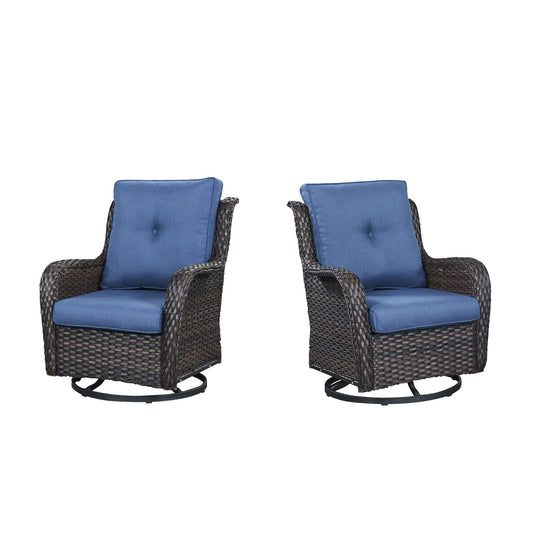 Outdoor 2PC PE Rattan Swivel Glider Chairs, NTC Series