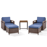 Luxury 5-Piece Swivel Rocker Set with Ottoman Extras - All-Weather Wicker Patio Furniture, BBR Series - Belord