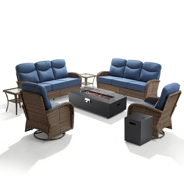 Elegant 7-Piece Patio Furniture Collection with Split Fire Pit Table – Designed for Outdoor Entertaining, ND Series - Belord