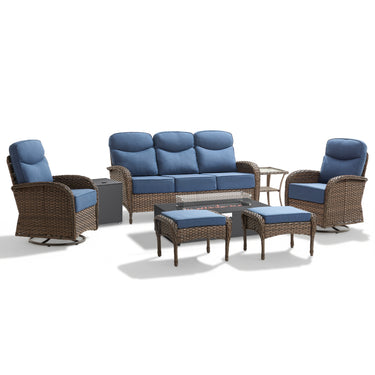 Upgraded 7-Piece Patio Furniture Set with Split Fire Pit Table – Premium Comfort for Backyard Parties, ND Series - Belord