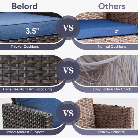 5-Piece Wicker Patio Furniture Set with 41" Fire Pit Table, 55,000 BTU Outdoor Conversation Set with Sofa & 2 Chairs, GRS Series