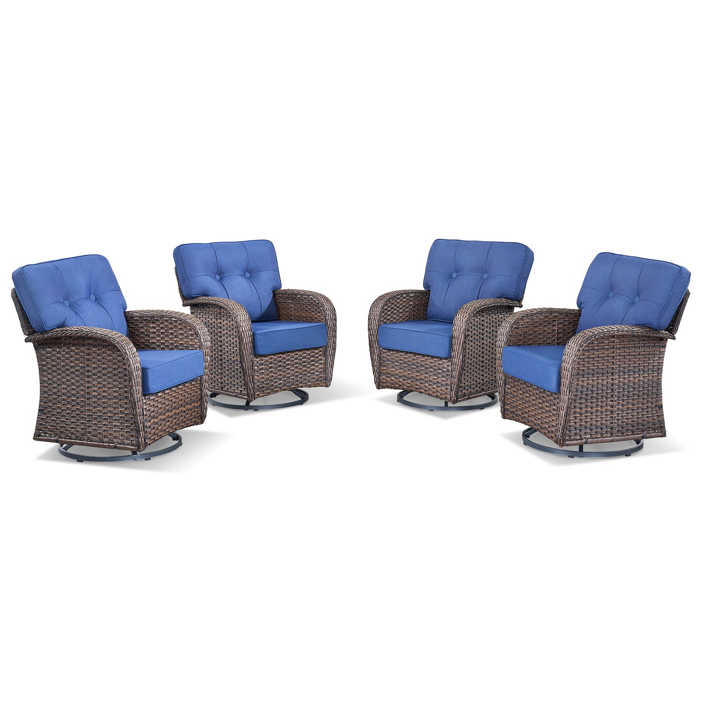 Swivel Glider Chairs (Set of 4) – Wide T-Back Design & 5" Thick Cushions, T Series