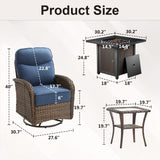 Luxury 7-Piece Outdoor Swivel Chair Set with Square Metal Fire Pit Table – Heavy-Duty Comfort for Deck Living, ND Series - Belord