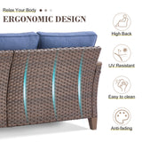 BBR Series 3-Piece Patio Set: 1 Sofa + 2 Ottomans - PE Wicker with Thick Cushions - Belord