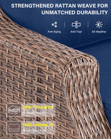 Luxury 7-Piece Outdoor Fire Pit Set - 4 Swivel Glider Chairs with 30" Propane Table & 6" Thick Cushions, Ovolo Series - Belord