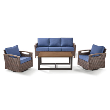 Luxury 4-Piece Patio Furniture Set with Swivel Chairs & Coffee Table - BBR Series - Belord