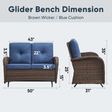 Outdoor Wicker Glider Loveseat, NDS Series - Belord
