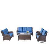 Patio Conversation Set 7-Piece with Sofa, Glider Loveseat, Swivel Glider Chairs, Ottoman and Coffee Table, NTC Series - Belord