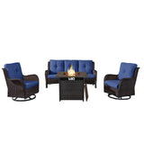Fire Pit Table Set with Swivel Glider Chairs and Sofa, NTC Series - Belord