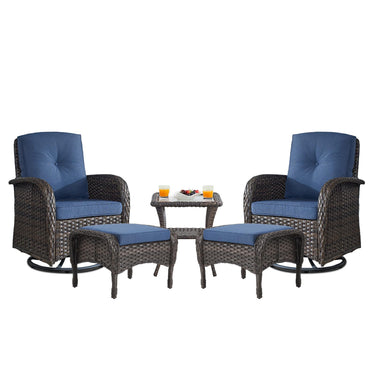 Swivel Glider Chairs Set with Side Table and Ottoman, NDS Series - Belord