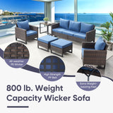 Patio Conversation Set 5-Piece with Sofa, Swivel Glider Chairs, and Ottoman, GRS Series - Belord