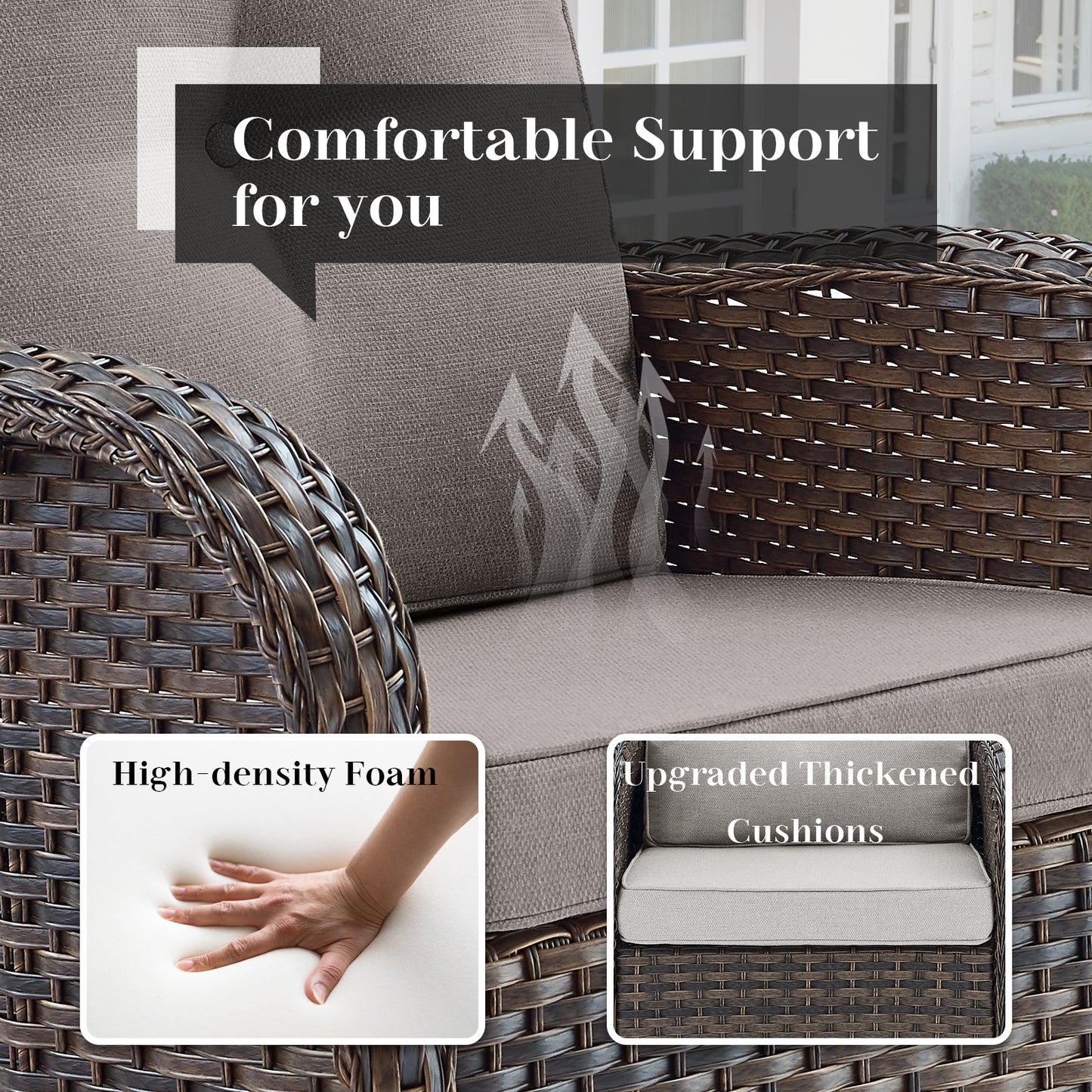 Patio Conversation Set 7-Piece with Loveseat, Rocking Chairs, Patio Chairs, Coffee Table, and Side Table, NDS Series