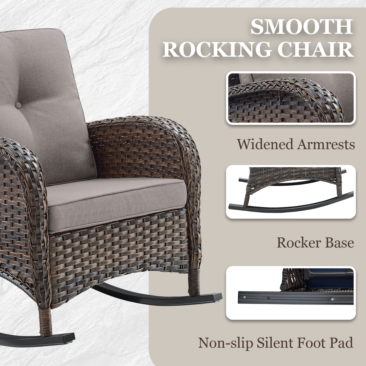 Patio Conversation Set 7-Piece with Loveseat, Rocking Chairs, Patio Chairs, Coffee Table, and Side Table, NDS Series
