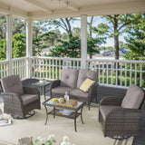 Patio Conversation Set 5-Piece with Loveseat, Swivel Glider Chairs, Coffee Table, and Side Table, NDS Series - Belord