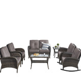 Patio Conversation Set 7-Piece with Loveseat, Rocking Chairs, Patio Chairs, Coffee Table, and Side Table, NDS Series - Belord